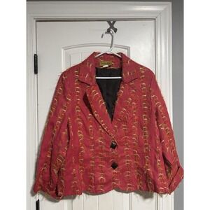 Vtg Painted Pony Jacket Womens 2X Pink Two Button